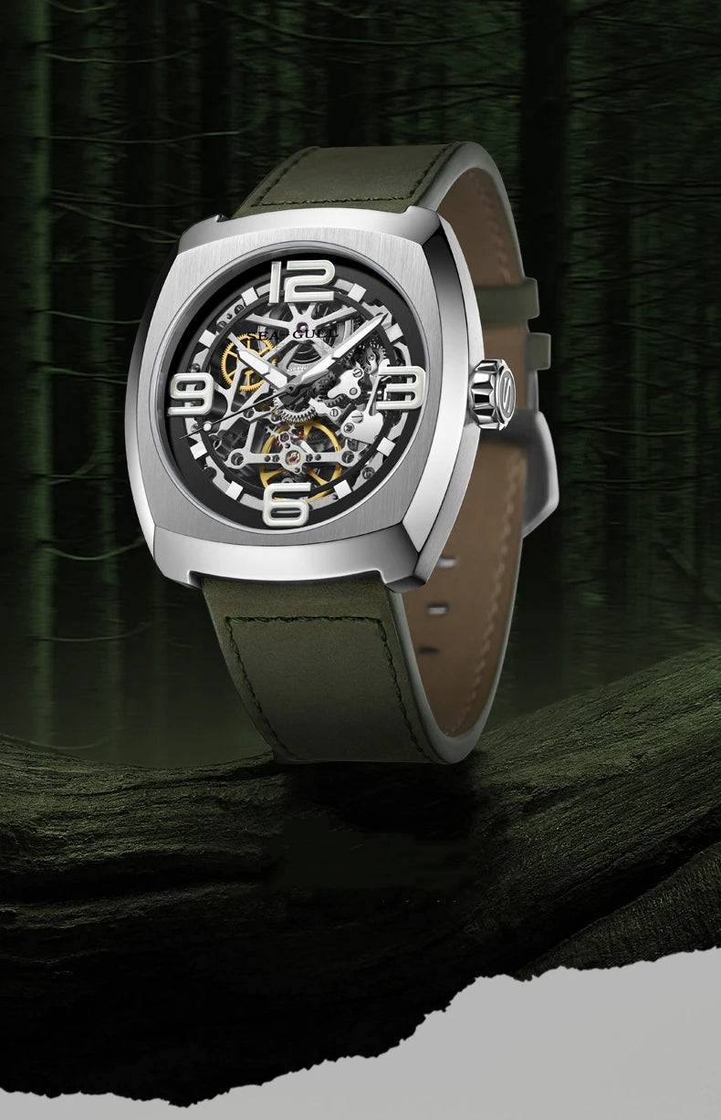 2025 Seagull Men's Mechanical Watches 44MM Skeleton Dial Luxury Man Wristwatch Sapphire Stainless Steel Waterproof Clock 6167