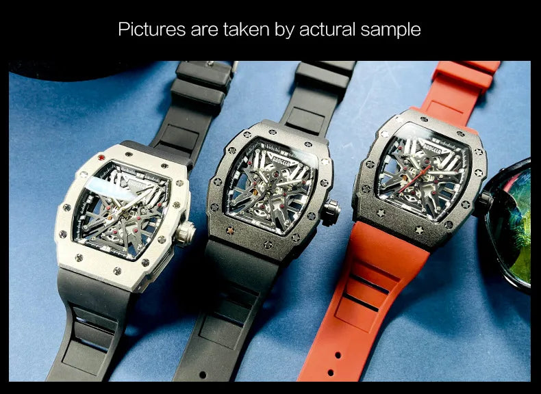 BAOGELA Black Stainless Steel Watch Men Military Sport Analog Quartz Wristwatch with Silicone Strap Luminous Hands Relogio 4147