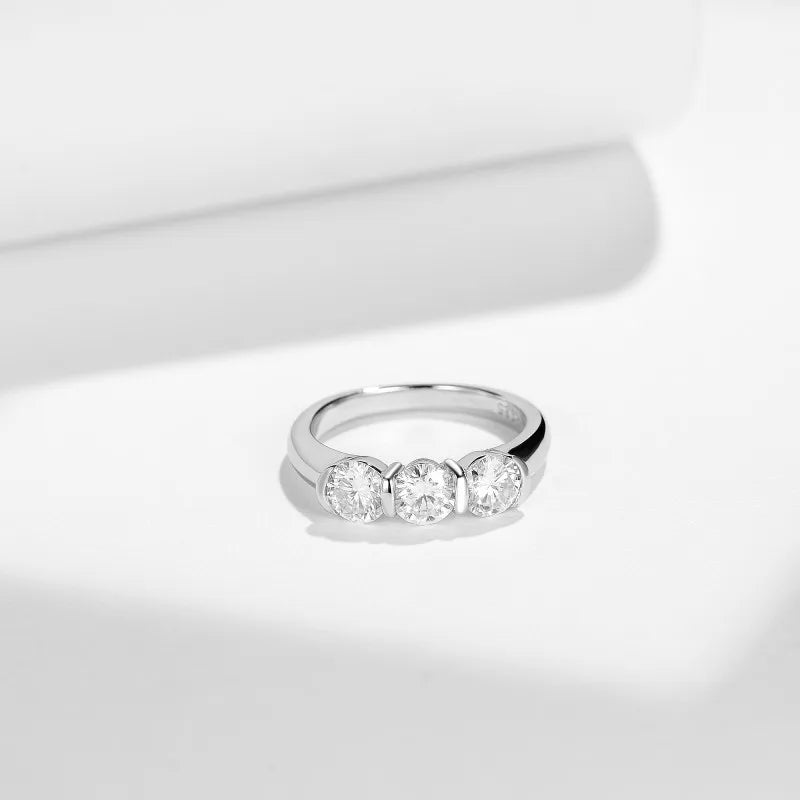 925 silver 1.5 carat moissanite diamond simple casual versatile men's and women's wedding ring