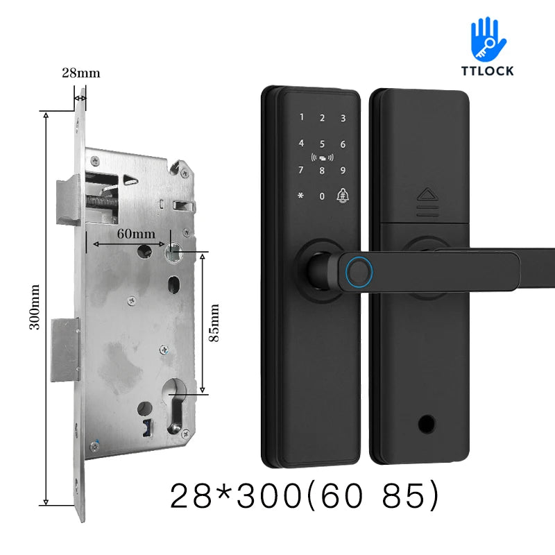2025 Smart Door Lock With Bluetooth-compatible TTLock APP Digital Electronic Lock Smart Home Wooden Door Lock Fingerprint