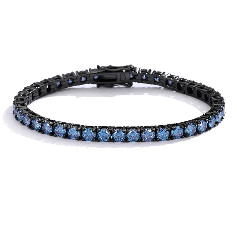 Royal blue Moissanite Bracelets for Women Hip hop Original 925 Sterling Silver Jewelry Women's man's Moissanite Tennis Chain