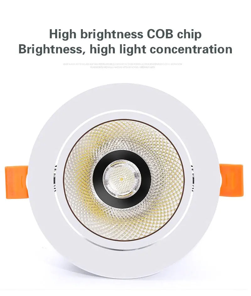 10Pcs LED Downlights 7W 9W Dimmable Spot Lights 12W 15W AC90V-260V 18W COB Chip Recessed Ceiling Lamps For Home Illumination