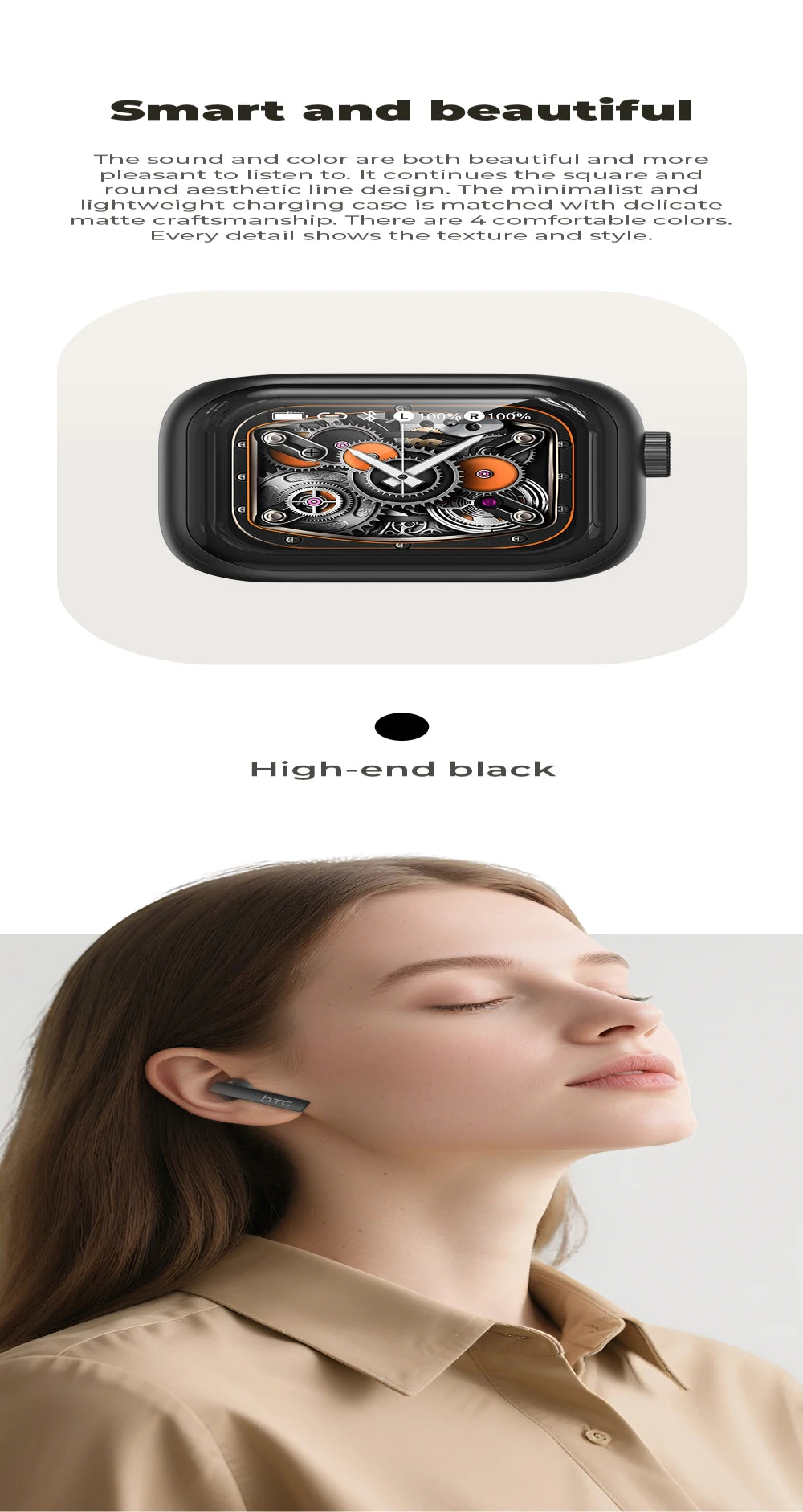 HTC NE40 Earphones Bluetooth V6 TWS Sports AI Translator Earbud Noise Reduction Wireless Headphones With Mic