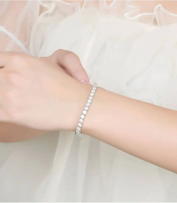 TY D VVS1 Moissanite Tennis Bracelet Original S925 Sterling Sier Plated White Gold With GRA Bracelets For Women Man