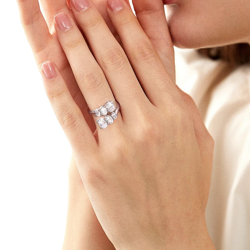 Smyoue 3.6CTTW Certified Full Moissanite Wedding Rings for Women Sparkling Bride Lab Diamond Band Pure 925 Silver Plated 18K