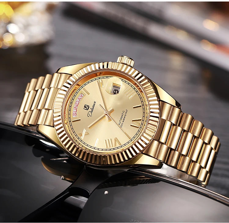 Dulunwe Datejusts Mechanical  Movement Watches For Men Automatic Mechanical Watches Calendar Waterproof Men Watch
