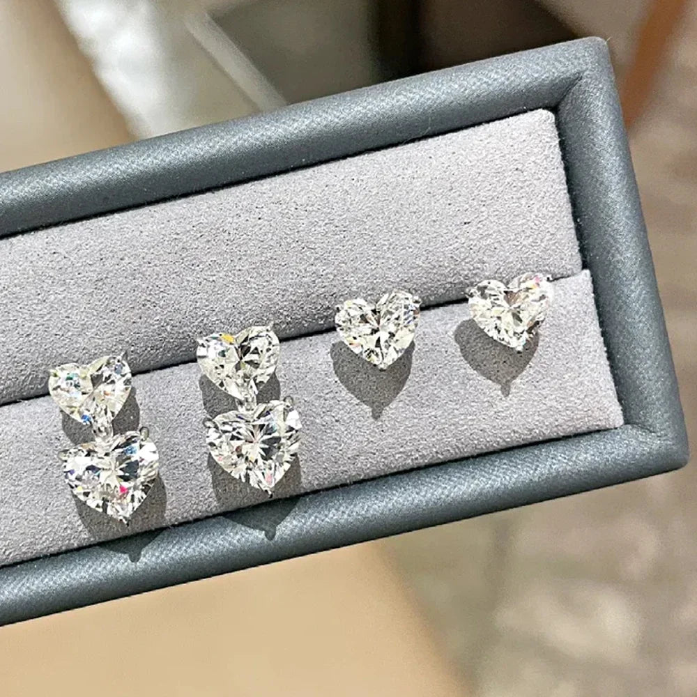 GRA Certified Heart Cut Moissanite Drop Earrings for Women 3/6cttw Luxury Quality Lab Diamond S925 Sterling Silver Bride Jewelry