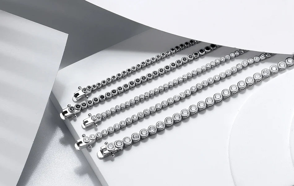 ORSA JEWELS Authentic 925 Sterling Silver Tennis Chain Bracelet Moulding Process Hanmade High-end Hand Chain for Man Woman SB128