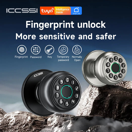 Smart door lock four in one fingerprint password IC card Tuya APP remote unlocking mechanical key suitable for home apartments