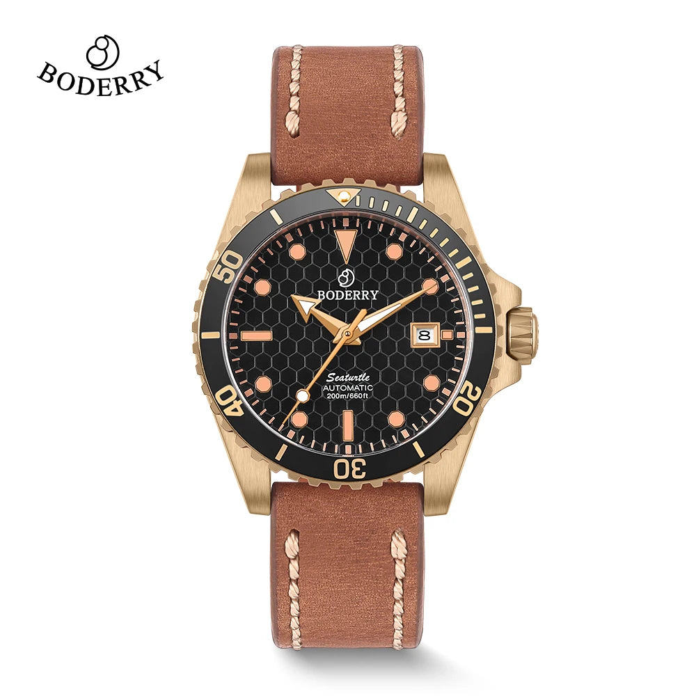 Boderry Seaturtle Titanium Diver Watch Men Luxury Bronze Watches Automatic Mechanical Wristwatch Sport 200M Waterproof Luminous