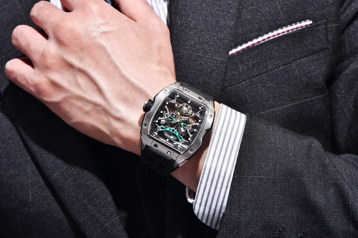 PAGANI DESIGN 42MM New fashion Hollow Back Transparent Movement Luxury Men Watch Sapphire Glass Automatic Men Watches For Men