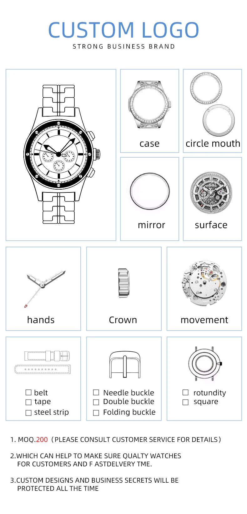 HANBORO Zhuma Mountain Peak Series Men's Fully Automatic Mechanical Watch Hollow Personalized Watch