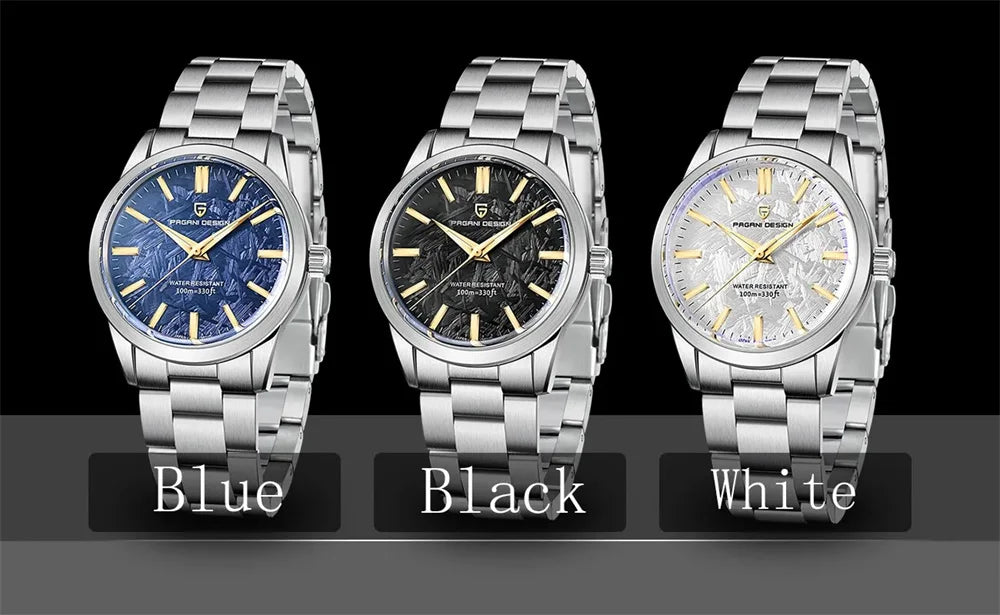 PAGANI DESIGN 40MM Meteorite Dial Men Quartz Watch Luxury Business 316L Stainless Steel 100M Waterproof Men Watch Gift With Box