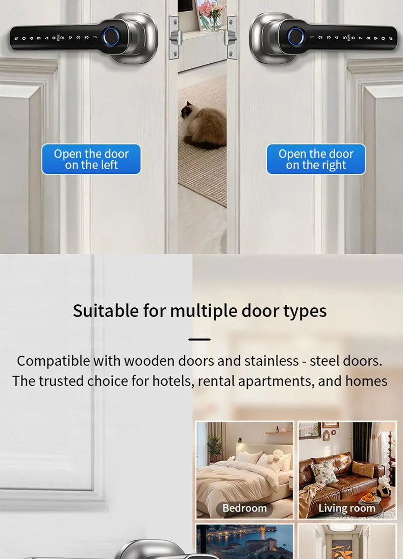 Smart Lock, Suitable for Use in Bedrooms, Garages, Hotels, and Living Rooms, Etc. - A Smart Fingerprint Password Lock