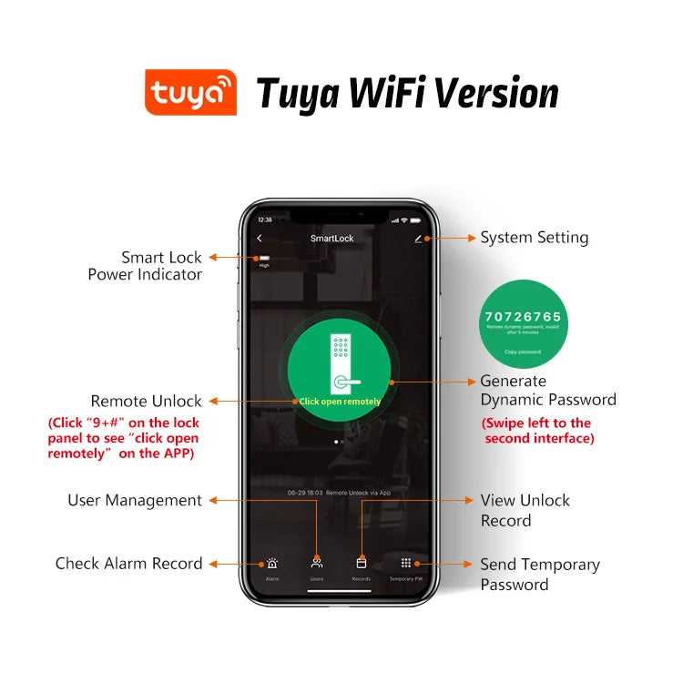 Waterproof Fingerprint Lock Tuya Wifi Remote Control Bluetooth TTLock App Mechanical Electronic Smart Door Lock For home