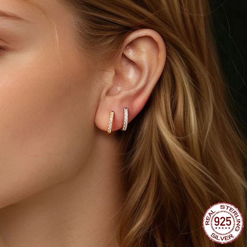 BAMOER Platinum Plated Moissanite Hoop Earrings for Women, D Color Round Cut Lab Diamond 925 Silver Hypoallergenic Earrings