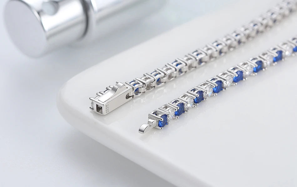 Rinntin Genuine 925 Sterling Silver Tennis Chain Bracelet Handmade High-end Luxury Hand Chain for Men Women Jewelry Gift SB128