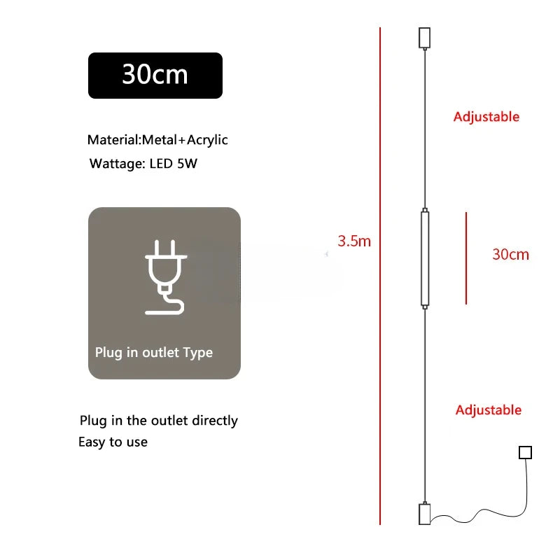 Hanging floor lamp Italy Design Black Long linear pendant light Bedroom Bedside Lamps Modern Hotel Living Room corner floor lamp