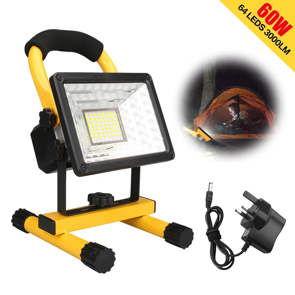 LED Portable Work Light Waterproof Rechargeable Spotlight for Outdoor Hiking Camping Searchlight Garage Emergency Floodlight
