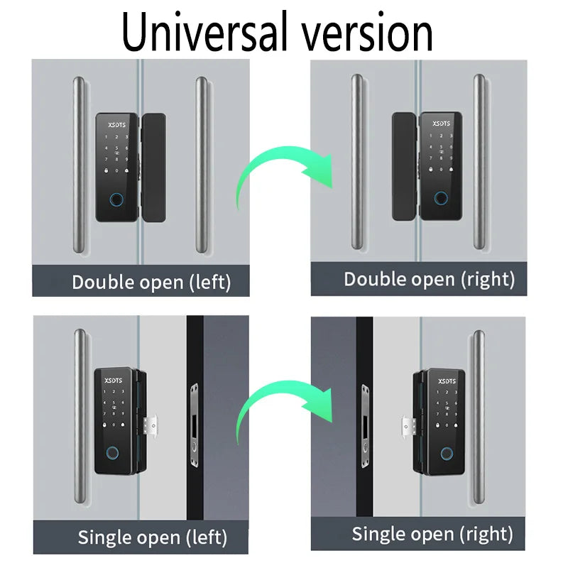 Glass Door Smart Lock TT-Lock Bluetooth Biometric Fingerprint Password Card Electronic Digital Lock office business departments