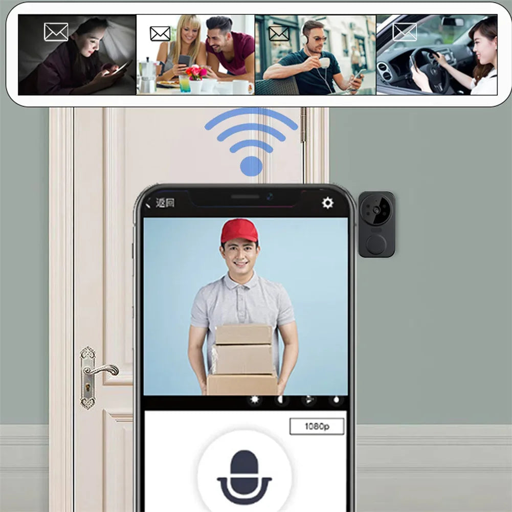 Smart Video Doorbell Camera Wireless, 1080P HD with Night Vision, 2.4G WiFi, Motion Detection, 2-Way Audio, and Cloud Service