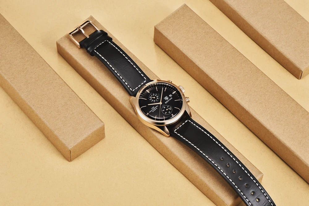 BENYAR Men Quartz Wristwatches Luxury Brand Chronograph Leather Sports Watch For Men Military 100M Waterproof Reloj Hombre 2023