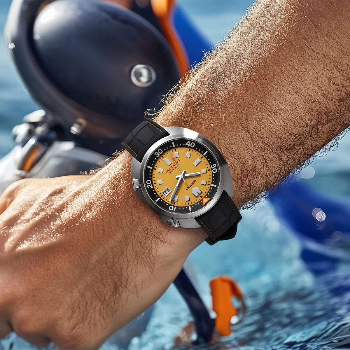 BERNY Automatic Compressor Diver Watch for Men Super Luminous Miyota 8215 Sapphire Swim Sport 20ATM Mechanical Men's Dive Watch