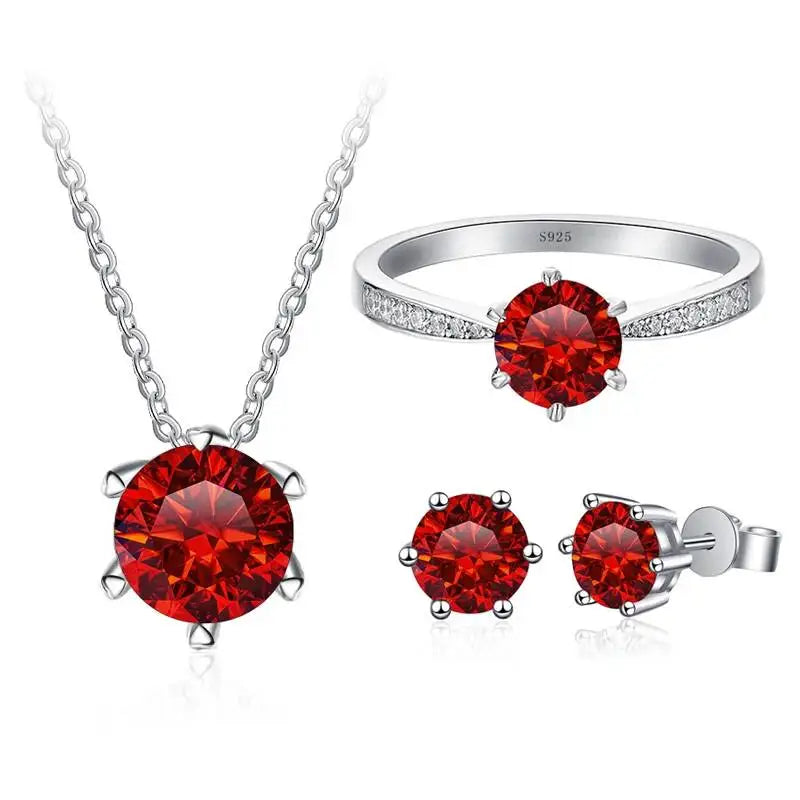 Classic Wedding Jewelry Sets For Women 1carat Moissanite Diamond S925 Silver Necklace Earrings Ring Gifts With GRA
