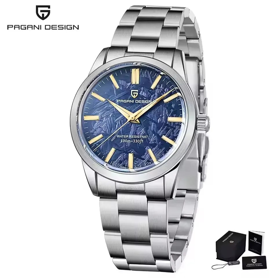 PAGANI DESIGN 40MM Meteorite Dial Men Quartz Watch Luxury Business 316L Stainless Steel 100M Waterproof Men Watch Gift With Box