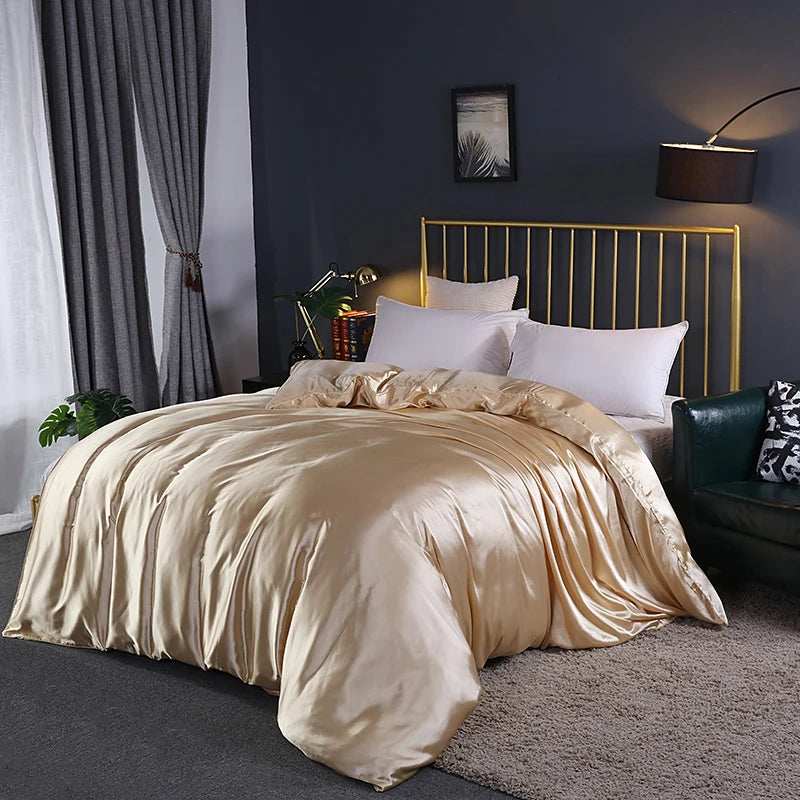 Luxury High Quality  Satin Duvet Cover Rayon Quilt Cover High Density Fabric Duvet Cover  Supple High waterfall