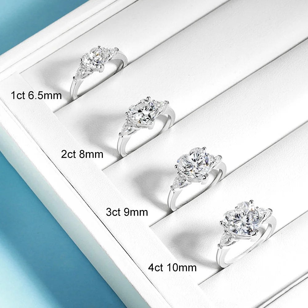 1-4Carat Heart Shape Moissanite Ring for Women Certified S925 Sterling Silver Heart Diamond Engagement Wedding Band Jewelry Gift