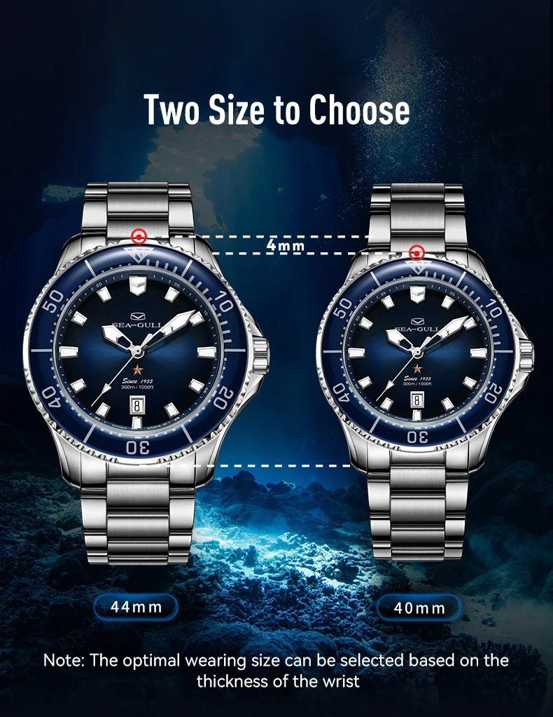 Seagull 40mm Ocean Series Pro Wristwatch relogio masculino Men's Automatic Mechanical Watch 300m Diving Sapphire Crystal 1213