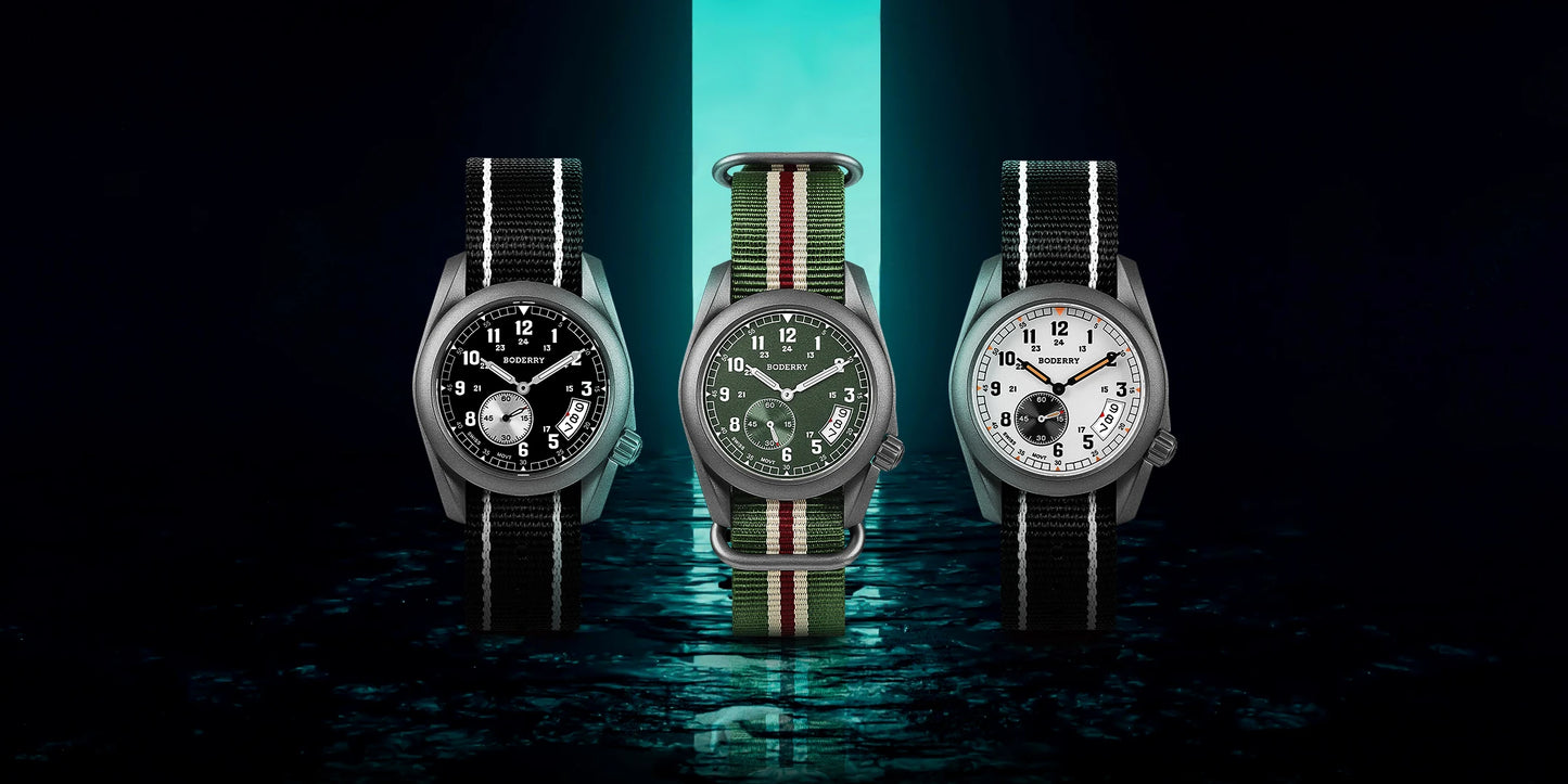 VOYAGER-Boderry Field Watch Titanium Quartz Watches 38 Mens 100M Waterproof Clock Military Sport Luminous Business Wristwatch