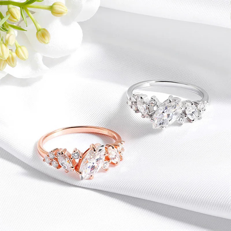 Smyoue 1.84cttw Marquise Cut Moissanite Wedding Ring for Women Luxury Quality Sterling Silver 925 Lab Diamond Band Certified