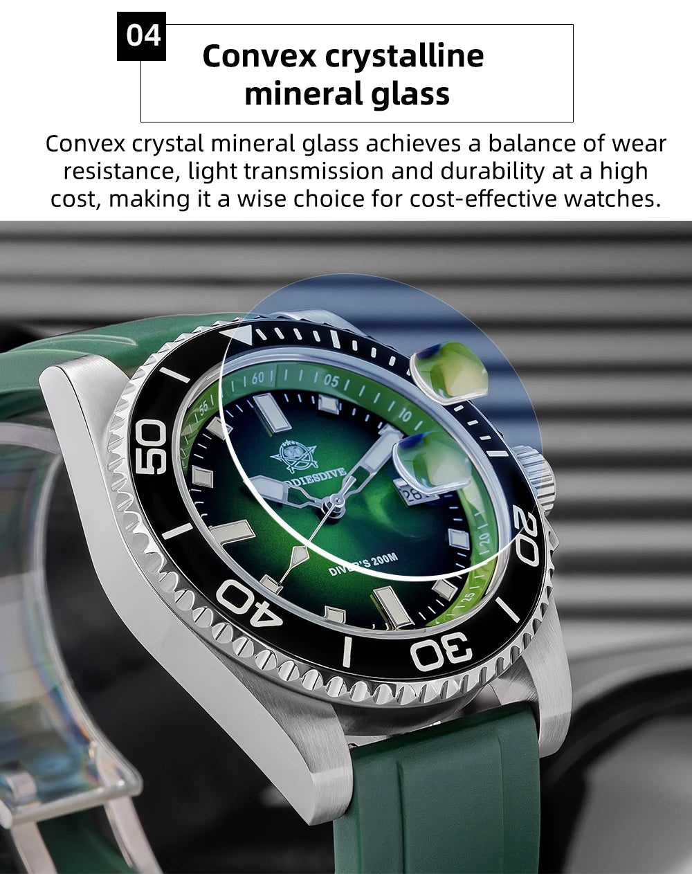 ADDIESDIVE New Men Watch AD2089 Diver 200m Waterproof Wristwatch Ceramic Bezel Luminous 316L Stainless Steel Quartz Watch AD2089