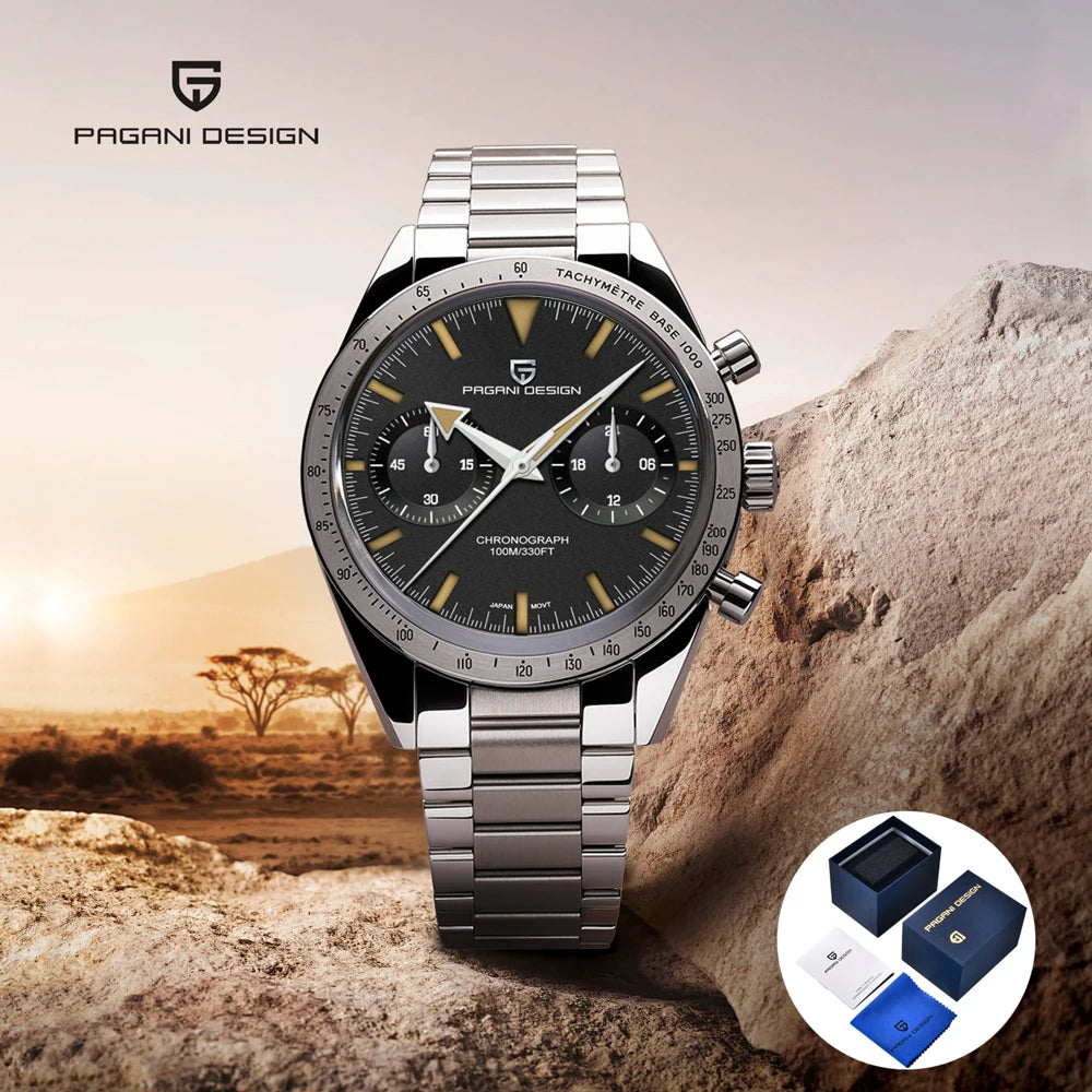 2025 New PAGANI DESIGN Men's Watches Luxury Quartz Wristwatches AR Sapphire Speed Sports Chronograph Watch Man VK64 Men Gift Box