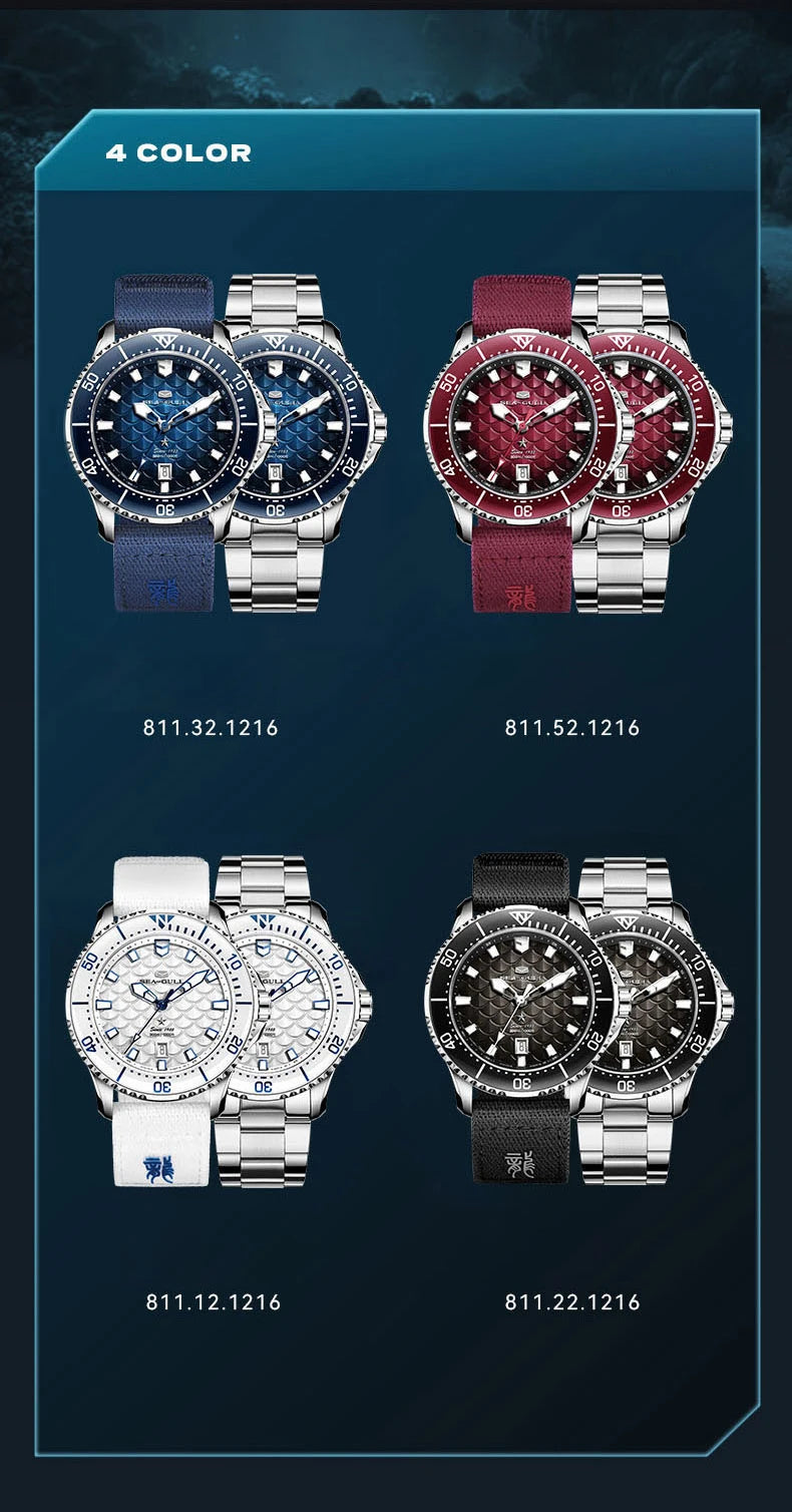 Seagull King of the Dragon Men's Watches Automatic Mechanical Watch Sports Diver 300M Waterproof Wristwatch Luxury 2024 New 1216