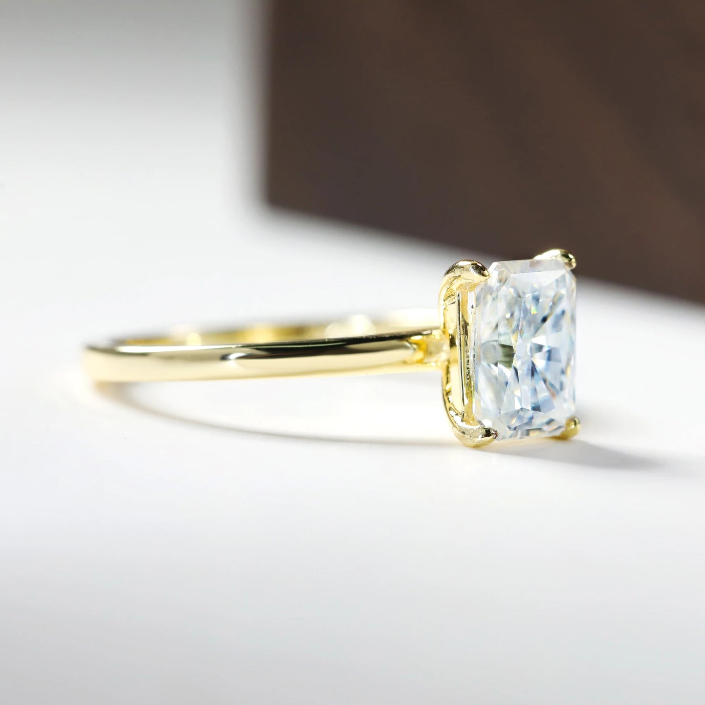 Natural Radiant Cut 1-3ct Moissanite Engagement Solitaire Ring 925 Sterling Silver for Woman Gold Plated Anniversary Gifts