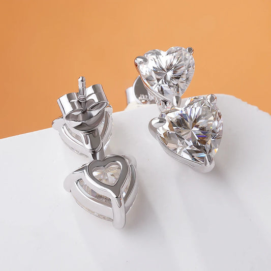 GRA Certified Heart Cut Moissanite Drop Earrings for Women 3/6cttw Luxury Quality Lab Diamond S925 Sterling Silver Bride Jewelry