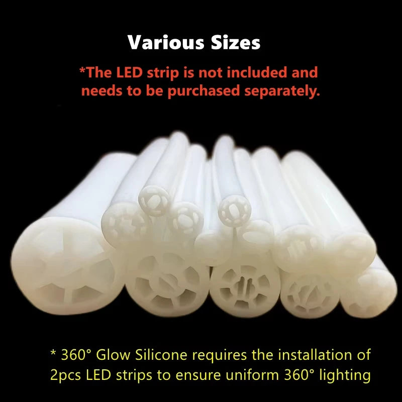Round Flexible Silicone Strip Light 360 Degree Glowing IP65 Outdoor LED Soft Neon Tube Tape Lamp DIY Minimalist Linear Lighting