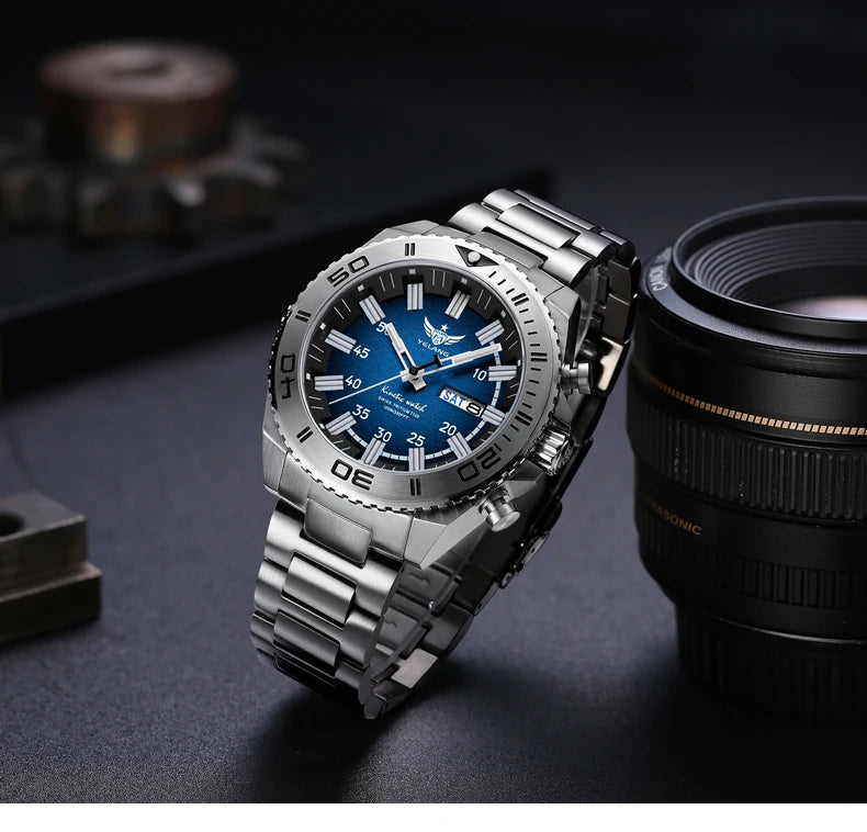 YELANG New Design Human Kinetic Energy Watches Waterproof 100m H3 Gas Self luminescent Nightlight 10Bar Diving Grade V1035