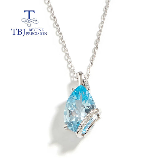 Earrings Trendy Drop Shape Natural Sky Blue Topaz jewelry set 925 Sterling Silver for Women Light Luxury Birthday Party Fine Jewelry Gift