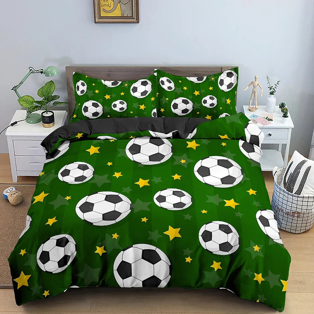 Luxury Basketball Football Printed Bedding Set Queen King Quilt Cover Pillowcase Sport Duvet Cover Polyester Comforter Cover