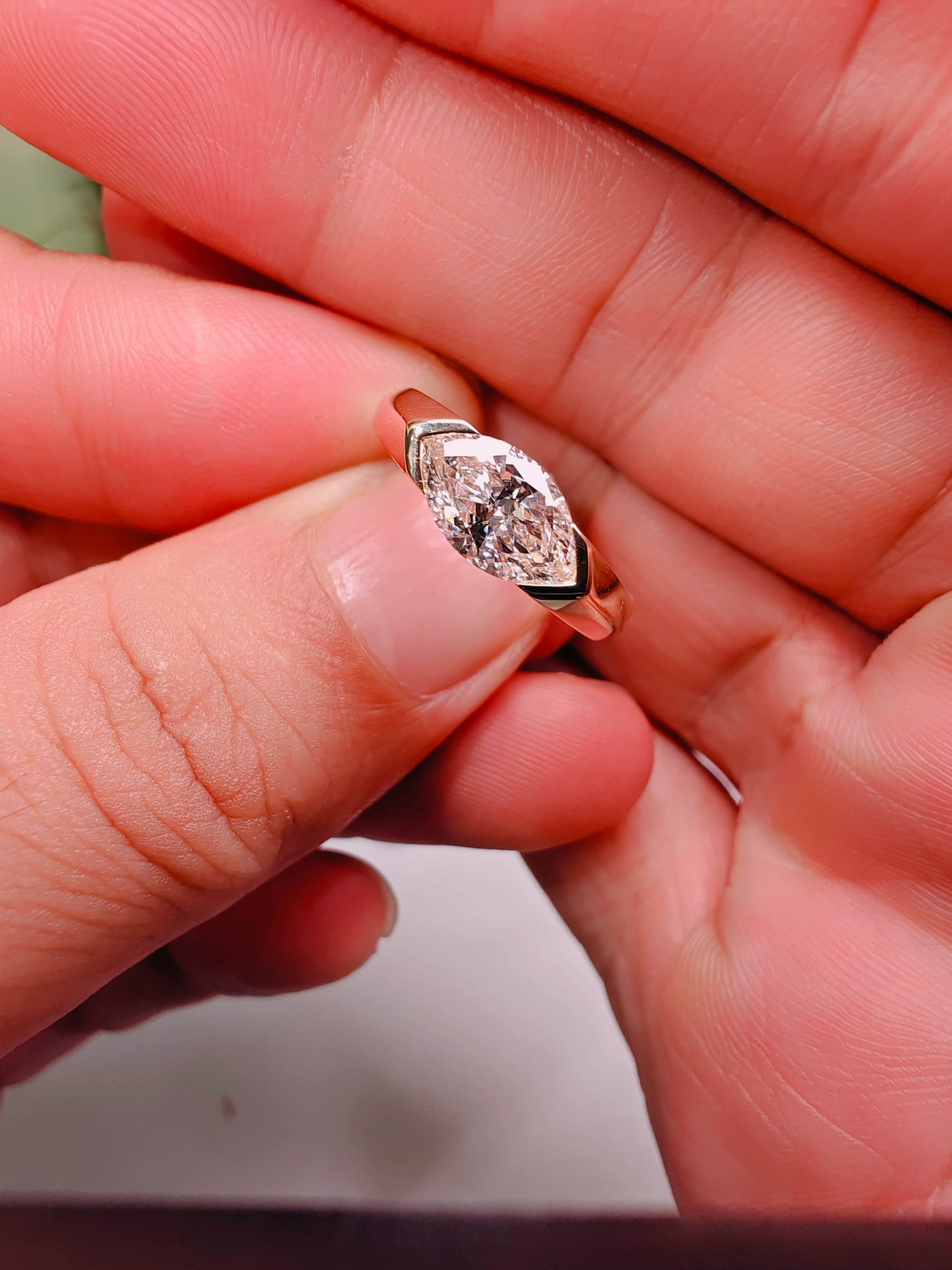 wholesale lab grown HPHT CVD Horse 's-eye cut with IGI certificate diamond lab grown diamond 1ct 14K gold rings Spot goods