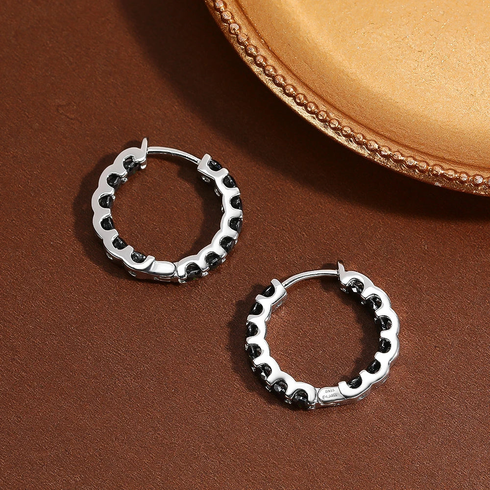 OEVAS 100% 925 Sterling Silver Real 2.6ct Moissanite Earring Hoops For Women Sparkling Wedding Party Luxury Fine Jewelry Gift