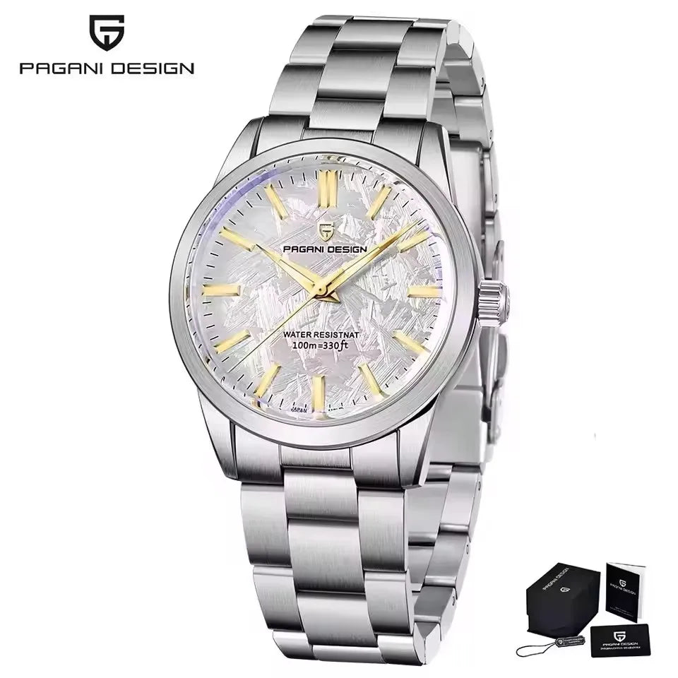 PAGANI DESIGN 40MM Meteorite Dial Men Quartz Watch Luxury Business 316L Stainless Steel 100M Waterproof Men Watch Gift With Box