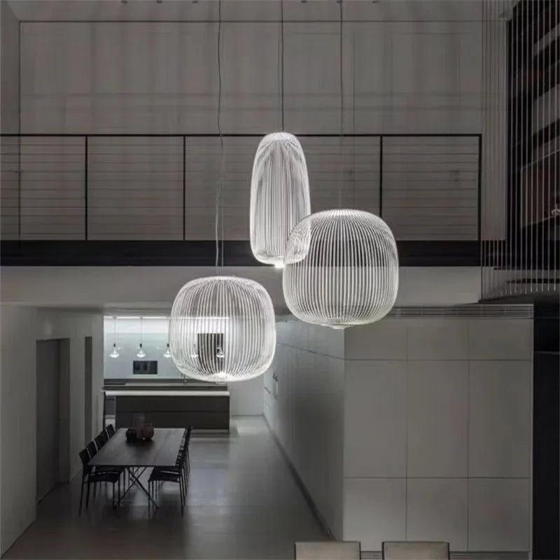 Minimalist Birdcage Hanging Light Italian Pendant Lamp Designer Spokes 1/2 Light  Home Decor Stairway Spot Lighting