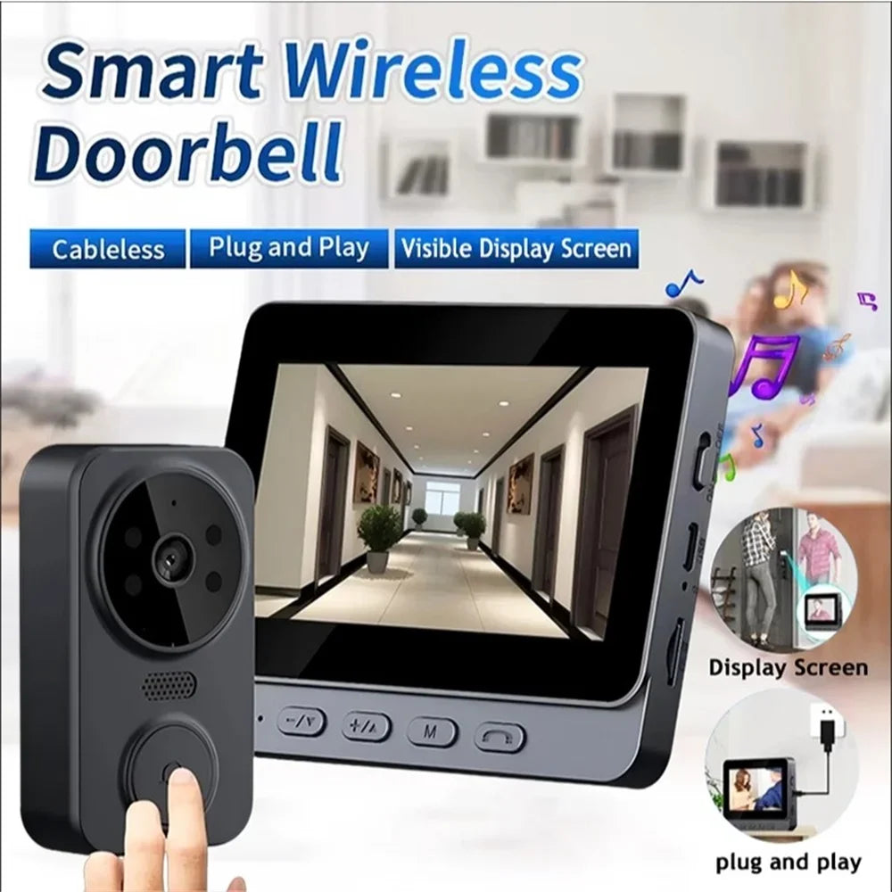 Smart Video Doorbell Camera Wireless, 1080P HD with Night Vision, 2.4G WiFi, Motion Detection, 2-Way Audio, and Cloud Service