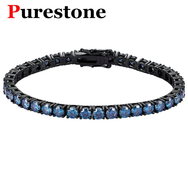 Royal blue Moissanite Bracelets for Women Hip hop Original 925 Sterling Silver Jewelry Women's man's Moissanite Tennis Chain