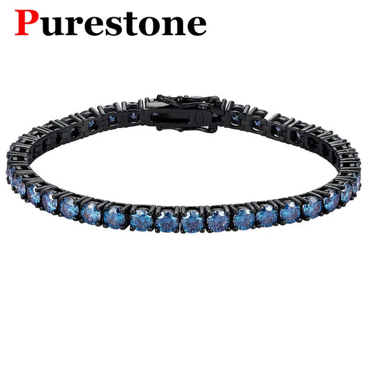 Royal blue Moissanite Bracelets for Women Hip hop Original 925 Sterling Silver Jewelry Women's man's Moissanite Tennis Chain